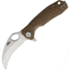 Honey Badger Knives Small Claw Linerlock Folding Knife, 2.75 satin finish 8Cr13MoV stainless blade, Tan textured GRN handle, HB1142