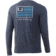 HUK Performance Fishing Bars L/S Pocket Tee - Mens, Sargasso Sea Heather, XL, H1000350-416-XL