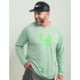 HUK Performance Fishing Icon Performance Crew Long Sleeve Shirt - Men's, Fog Green, Small, H1200573-315-S