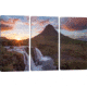 iCanvas Sunset Over Kirkjufell And Kirkjufellsfoss I, Grundarfjordur, Snaefellsnes Peninsula, Vesturland, Iceland by Gareth McCormack Canvas Print, Multi, 40 x 60 GAR87-3PC3-60x40