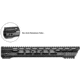 JE Machine Tech AR-15 M-Lok Free Float Clamp On Quad Rail Handguard, 12 in, Barrel Nut Included, No Anti Rotation Tabs, Black, PS-223MLK12GBLK-NAR