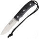 Joker Knives Bushcrafter Fixed Blade Knife, 4.25 satin finish Bohler N695 stainless flat grin, Black micarta handle with red liners, CM120