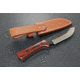 Kanetsune Enyou Tou Fixed Blade Knife, 10.5in Overall, 5.5in Hammer Mark Acid Etched AUS-8 Stainless Steel Blade, Brown Wood Handle, Brown Leather Belt Sheath, KB-166