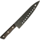 Kanetsune Gyutou Serrated Knife, 8 black coated serrated stainless blade, Brown wood handle, FC-G210-S