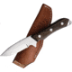 Kanetsune Seseragi Fixed Blade Knife, 8in Overall, 2.75in 15 Layer Damascus Steel Blade, Brown Wood Handle, Brown Leather Belt Sheath, KB-269