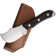 Kanetsune Seseragi Skinner Knife, 7.25in Overall, 2.63in 15 Layer Damascus Steel Blade, Brown Wood Handle, Brown Leather Belt Sheath, KB-270
