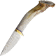 Ken Richardson Knives Small Drop Point Hunter Knife, 3 1085HC steel blade, Shed deer or elk antler handle, KR1403DP