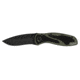 Kershaw Blur Assisted Open Folding Knife,3.4in Sandvik 14C28N Black Steel Plain Blade,6061-T6 Anodized Olive Aluminum Handle w/Trac-Tec Inserts