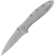 Kershaw Leek Assisted Opening Folding Knife, 3 in, 14C28N, Drop Point, Plain, Stainless Steel, Silver, Bead Blast Finish Handle, 1660B
