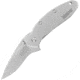 Kershaw Scallion Assisted Opening Folding Knife, 2.4 in, Stainless Steel, Drop Point Blade, Stainless Steel, Bead Blast Finish Stainless Handle, 1620FLB