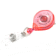 Key-Bak Mini-Bak ID Retractable Reel w/ 36in Nylon Cord, Swivel Bulldog Clip, Vinyl ID Strap, Translucent Pink 0221-015