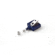 Key-Bak Mini-Bak ID Square Retractable Reel w/ 36in Nylon Cord, Swivel Bulldog Clip, Twist-Free Vinyl ID Strap, Blue 0065-S05