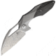 Kizer Cutlery Minitherium Framelock Folding Knife, 3in Damasteel Blade, Gray Titanium Handle w/ Carbon Fiber Inlay, Vinland Pattern Blade, Black Nylon Pouch, KI3502D2