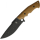 Kizer Cutlery Salient E613 Knife, Salient E613 Fixed Blade, 11.88in Overall, 6in Black Powder Coated 1095Hc Steel Drop Point, Tan Finger Grooved G10 Handle, Green Kydex Sheath, KI1023A1