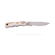 Knives of Alaska Alpha Wolf Fixed Blade Knife, 3in, CPM MagnaCut Stainless Steel, Drop Point Blade, Stag, Brown And White Sculpted Bone Handle, 00332FG