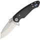 Krudo VICE Framelock Folding Knife, 3.5in Satin 9Cr18Mov SS Blade, Black SS Handle With Carbon Fiber Inlay, Pocket Clip, Thumb Wedge, KVCE243