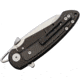 Krudo VICE Framelock Folding Knife, 3.5in Satin 9Cr18Mov SS Blade, Black SS Handle With Carbon Fiber Inlay, Thumb Disk, Pocket Clip, KVEC030
