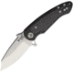 Krudo VICE Framelock Folding Knife, 3.5in Satin 9Cr18Mov SS Blade, Black SS Handle With Carbon Fiber Inlay, Thumb Disk, Pocket Clip, KVEC030