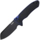 Kubey Creon Folding Knife, 4in Closed, 2.88in Black Stonewash AUS-10A Stainless Steel Blade, Black/Blue G10 Handle, KU336D
