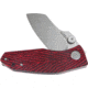 Kubey Monsterdog Damascus Folding Knife, 4.13in Closed, 3.13in Damascus Steel Blade, Black/Red G10 Handle, Nylon Case, KU337F
