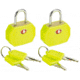 Lewis N Clark Travel Sentry Mini Padlock, 2-Pack, Neon Yellow TSA14YEL
