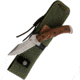 Linton Cutlery 9in Fixed Blade Hunter Knife, 9in Overall, 4in Stonewash Stainless Blade, Brown Rubber Handle, Synthetic Sheath, L95052