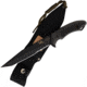 Linton Cutlery Black Powder Coated Fixed Blade Knife, 12in Overall, 7in Black Powder Partially Serrated Stainless Tanto Blade, Black Micarta Handle, Nylon Sheath, L93047