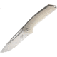 Liong Mah Designs Endevour Bling Framelock Folding Knife, 3.75in Satin Cpm S35Vn SS Drop Point, Gray Matte Finish Titanium Handle, Pocket Clip, Black Nylon Case, ENDEVOUR BLING