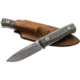 Lionsteel Bushcraft B40 Green Fixed Blade Knife, 8.88in Overall, 3.88in Stonewash Sleipner Tool Steel, Green Canvas Micarta Handle, Brown Leather, B40 CVG