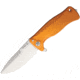 Lionsteel SR11 Framelock Folding Knife, 3.5in Satin Sleipner Tool Steel Drop Point, Orange Textured Aluminum Handle, Glass Breaker, Pocket Clip, SR11A OS