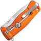 Lionsteel SR22 Framelock Folding Knife, 3in Satin Sleipner Tool Steel Drop Point, Orange Textured Aluminum Handle, Glass Breaker, Pocket Clip, SR22A OS