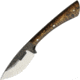 Lon Humphrey Custom Knives Muley Maple Handle Fixed Blade Knife, 3.25in, Carbon Steel, Standard Edge, Clip Point, Dark Curly Maple Wood Handle LHK04
