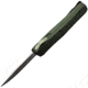 Mantis OTF Automatic Folding Knife, 4.63in Closed, 3.25in Satin 440C Stainless Drop Point Blade, Green Checkered Aluminum Handle, OTF815G DP