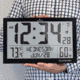 Marathon Slim Jumbo Atomic Digital Wall Clock, Black, 14.6in x 1.2in x 9in, CL030062-BK-FD-NA