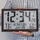Marathon Slim Jumbo Atomic Digital Wall Clock, Wood, 14.6in x 1.2in x 9in, CL030062-WD-FD-NA
