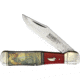 Marbles Wood Duck Decoy Folder Folding Knife, 4.13 mirror finish stainless clip point blade, Red smooth bone handle with wood duck decoy artwor, MR584 WOOD DUCK