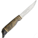 Marttiini Wild Boar Fixed Blade Knife, 9.5in Overall, 4.25in Mirror SS Blade, Curly Birch Handle, Cast Bronze Boar Head Pommel, Color Waxed Handle, Black Leather, Boxed w/Hanging Tab, 546013
