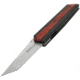 Maserin AM4 Linerlock CF Red Folding Knife, 3.75in Satin Bohler M390 SS Tanto Blade, Carbon Fiber Handle With Red Burl Wood Insert, Ghost Clip, 376RR