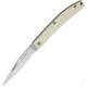 Maserin EDC Slip Joint White Folding Knife, 3.25in Satin D2 Tool Steel Long Clip Blade, White Micarta Handle, Slip Joint, White, 164-W