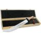 Maserin Sommelier Sabre Fixed Blade Knife, 18.5in Overall, 13.5in Mirror Unsharpened 420 SS Blade, Olive Wood Handle, SS Guard, Maroon Tassel, Wooden Storage Box, 2000SC11