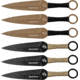 USMC 6 Throwing Knife Set, 5.5 in, 3Cr13 Stainless Steel Stainless Steel, Black/Brown, M-T001-6CS