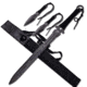 Master Cutlery 28in Ninja Sword With 2 Throwers, Stainless Steel Black Blade, FM-655
