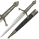 Master Cutlery Fixed Blade, 15.5in, Stainless Steel Blade, Cast Metal Furnishings On Handle HK-3457