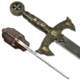 Master Cutlery Fixed Blade, 47in, Stainless Steel Blade, Intricate Gold Metal Plate On Handle C-94G