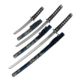 Master Cutlery SW-85BK-4 Samurai Sword Set, Stainless Steel Blade, Cord Wrapped Handle w/ Menuki, 3 Piece Set, Black, SW-85BK-4