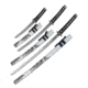 Master Cutlery SW-85GY-4 Samurai Sword Set, Stainless Steel Blade, Cord Wrapped Handle w/ Menuki, 3 Piece Set, Gray, SW-85GY-4