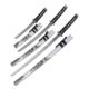 Master Cutlery SW-85GY-4 Samurai Sword Set, Stainless Steel Blade, Cord Wrapped Handle w/ Menuki, 3 Piece Set, Gray, SW-85GY-4