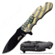 Master USA Drop Point Spring Assisted Knife, 3.25 in, 3Cr13 Stainless Steel Stainless Steel, Yellow Flag, MU-A109B