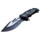 Master USA Embossed Printing Spring Assisted Knife, 3.75 in, 3Cr13 Stainless Steel Stainless Steel, Drop Point, Black/Grey Skeleton, MU-A116K