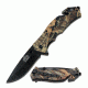 Master USA Folding Blade, 3.5in, Stainless Steel Blade, Brown Camo Nylon Fiber Handle MU-A001BC